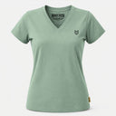 Manx Iron Ladies V Neck Sage Green Forge Tee Shirt